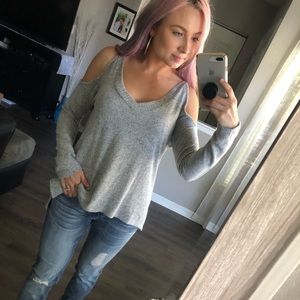 Cold shoulder sweater